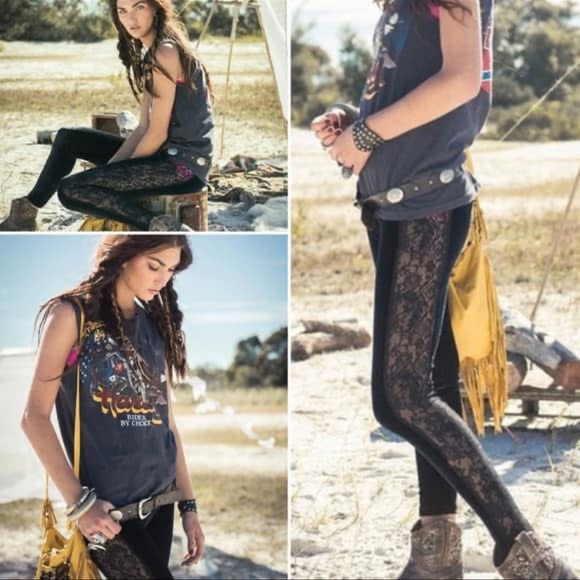 Spell Pants - Spell Vintage Black Velvet and Lace Leggings